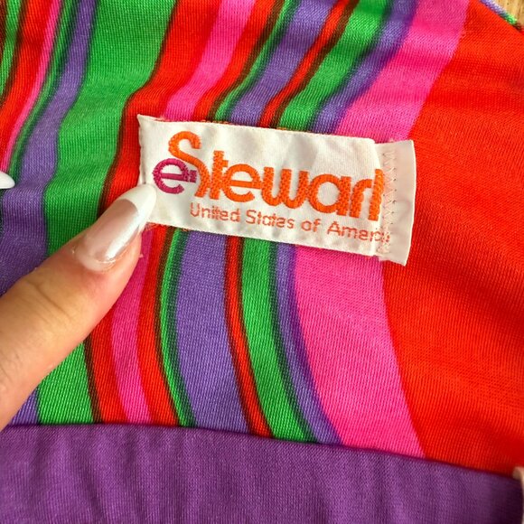 ⚡️1970s Groovy Halter Maxi Dress 🌈💫 by e-Stewart Size Small - Picture 8 of 8